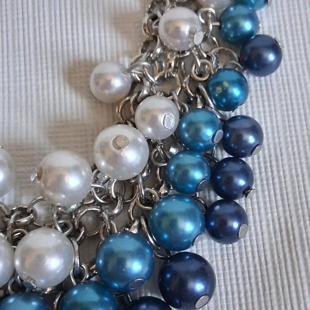 Paparazzi Run For The Heels Blue and Silver Toned Beaded Statement Necklace